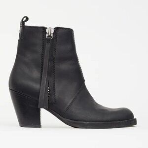 Acne Studios Pistol Black Leather Stacked Heel Boots
